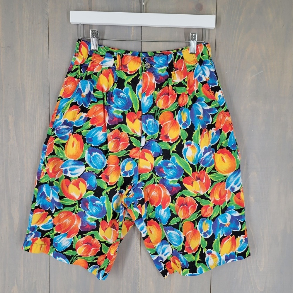 Vintage GAP Floral Shorts Women 9/10 Multicolor High Waisted Tulip Japan